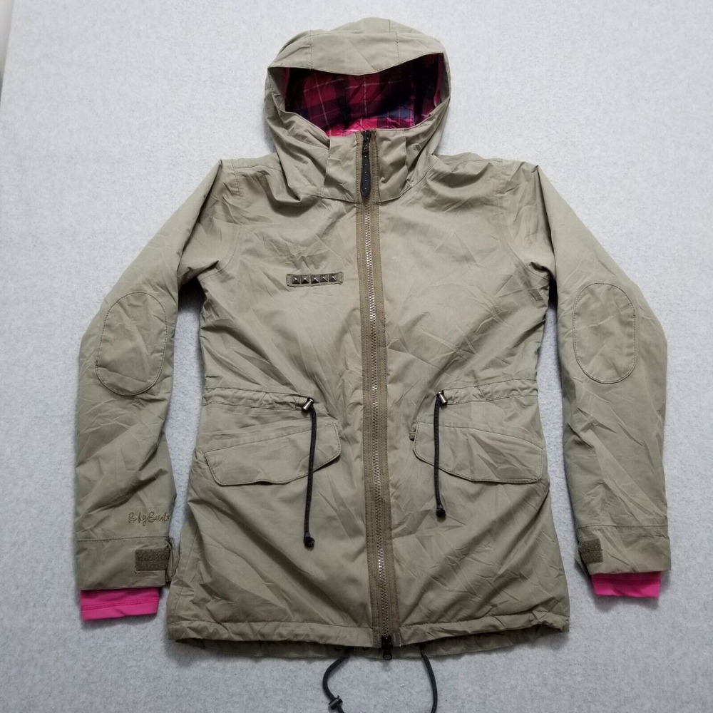 B by‎ Burton Jacket Womens Medium Beige Full Zip Pockets Hooded